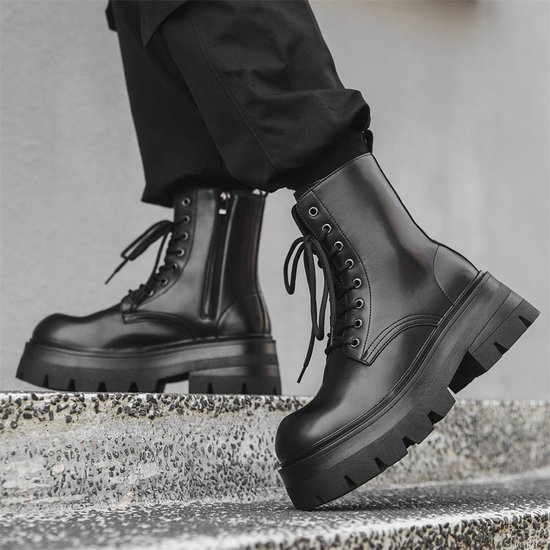 Men's Platform Martin Middle High Top British Style Chelsea Boots