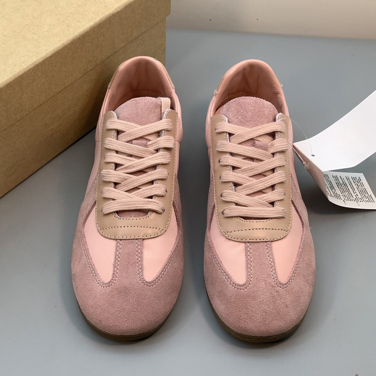 Women's Spring Leopard Print Color Matching Flat German Training Genuine Retro Women's Sports Shoes