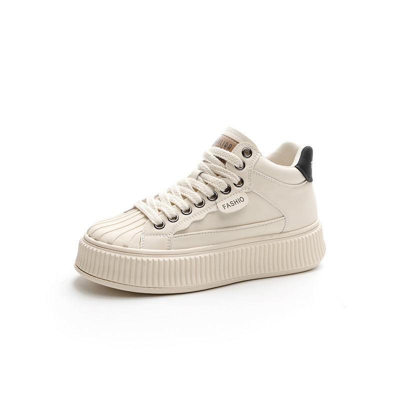 Women's Shell Toe Biscuit Shape Autumn Muffin Platform Thin Authentic Comfortable Women's Casual Shoes