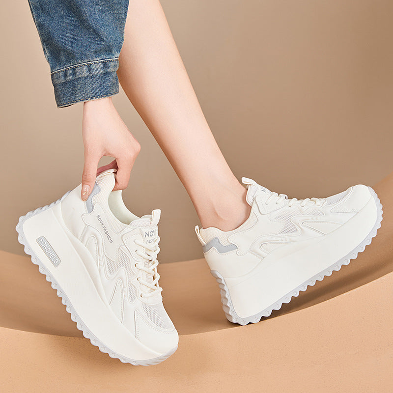 Women's Mesh Platform Pumps Height Increasing Insole Women's Casual Shoes