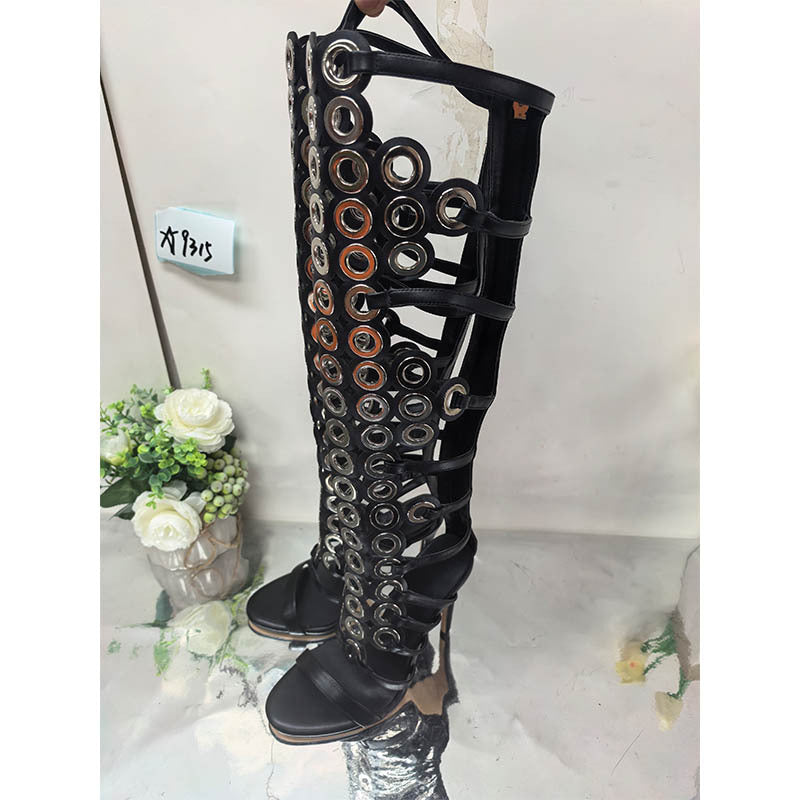 Fashion Metal Large Hollow Stiletto Open Heels