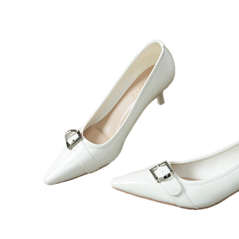 Women's Designer French Style Retro Elegant Belt Buckle High Women's Fashion Shoes