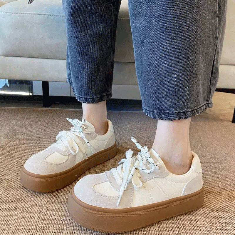 Women's Retro Platform German Training Spring White Women's Casual Shoes