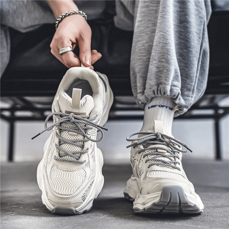 Men's Spring Breathable Mesh Trendy Platform Daddy Men's Sports Shoes