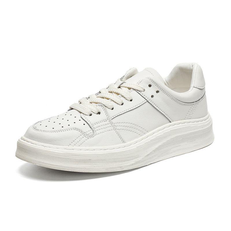 Trendy Fashion Thick Bottom Solid Color Summer Style Men's Casual Leather Shoes