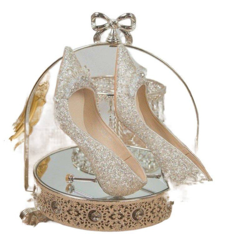 Women's Tired Feet Main Dress Two Wear Crystal High Heeled Sandals