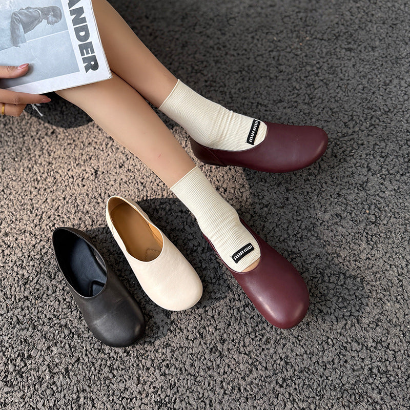 Women's Summer Round Toe Cute Compact Design Genuine Flat Daily Women's Shoes