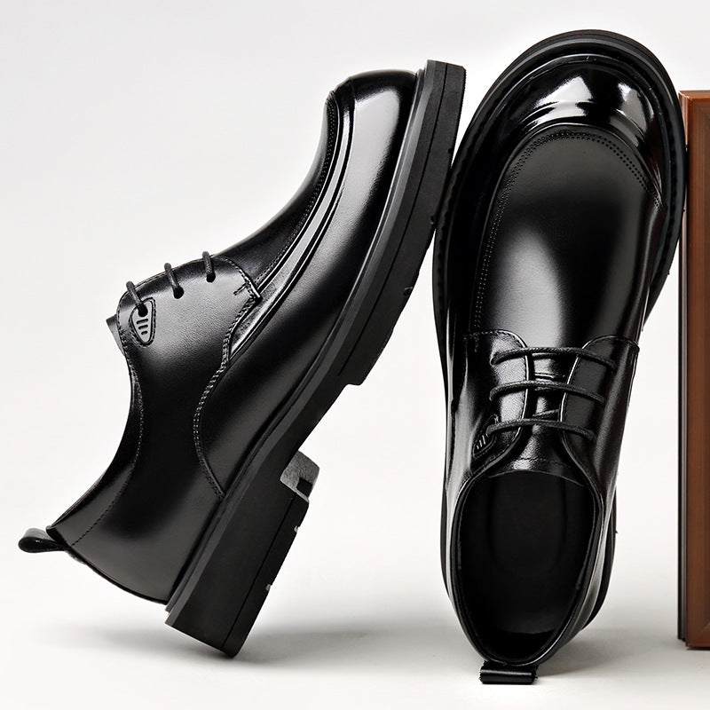 Men's Breathable British Style Business Formal Derby Groom Wedding Men's Casual Leather Shoes