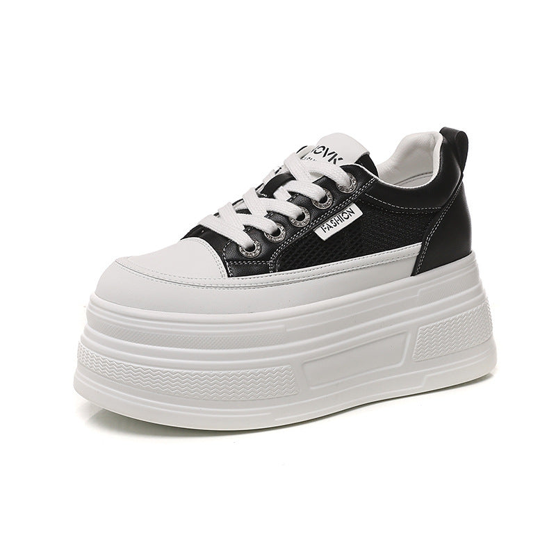 Women's Platform Height Increasing Insole Breathable White Casual Shoes