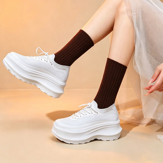 Women's Mesh Surface Clunky Muffin Bottom Small Light Trendy Height Women's Sports Shoes