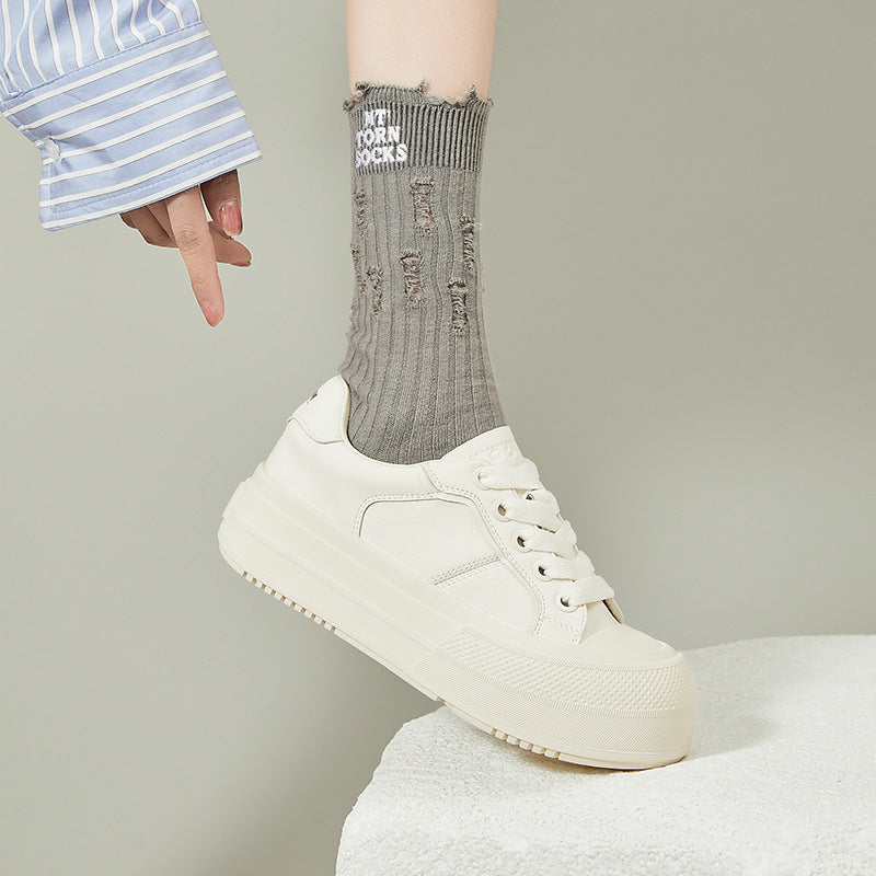 Women's Platinum Muffin Bottom Round Toe Height Increasing Women's Casual Shoes