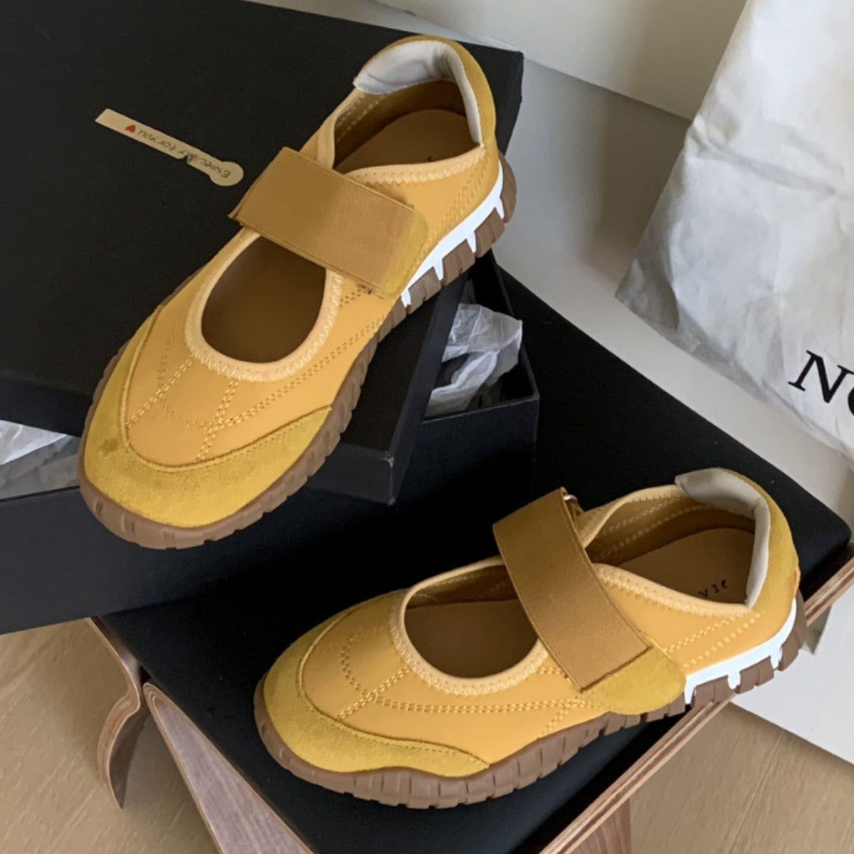 Women's Velcro Mary Jane Hollow German Training Thick-soled For Height Increasing Sneakers