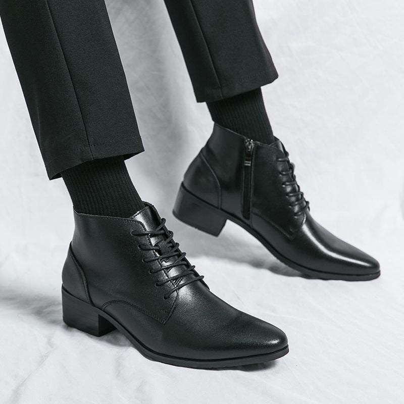 Men's Genuine Pointed Korean Trendy British Red Hair Stylist Men's Martin Boots
