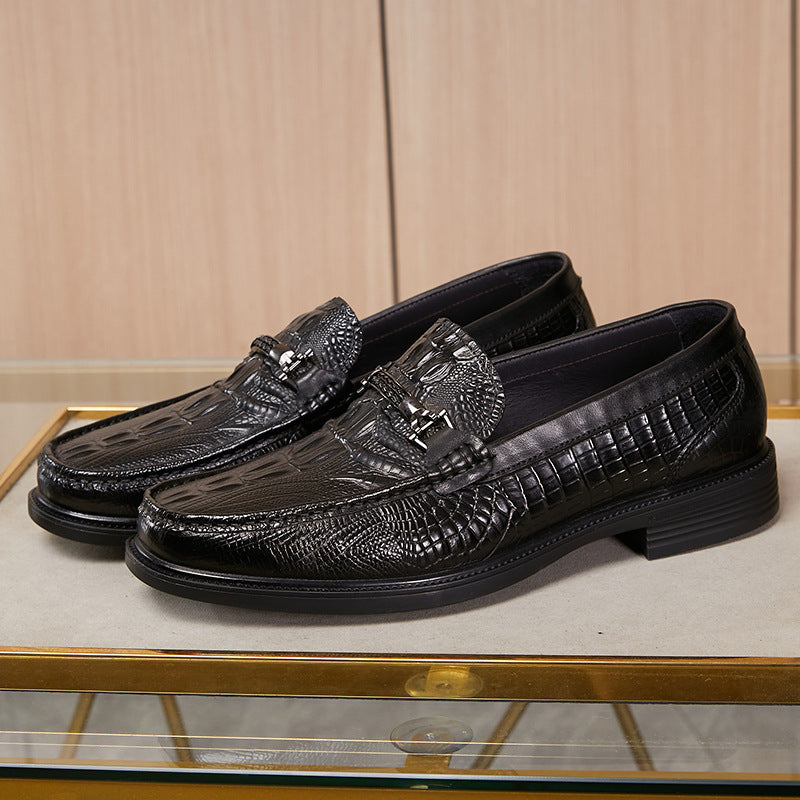 Men's Spring Genuine Low Comfortable Slip-on Crocodile Men's Casual Shoes