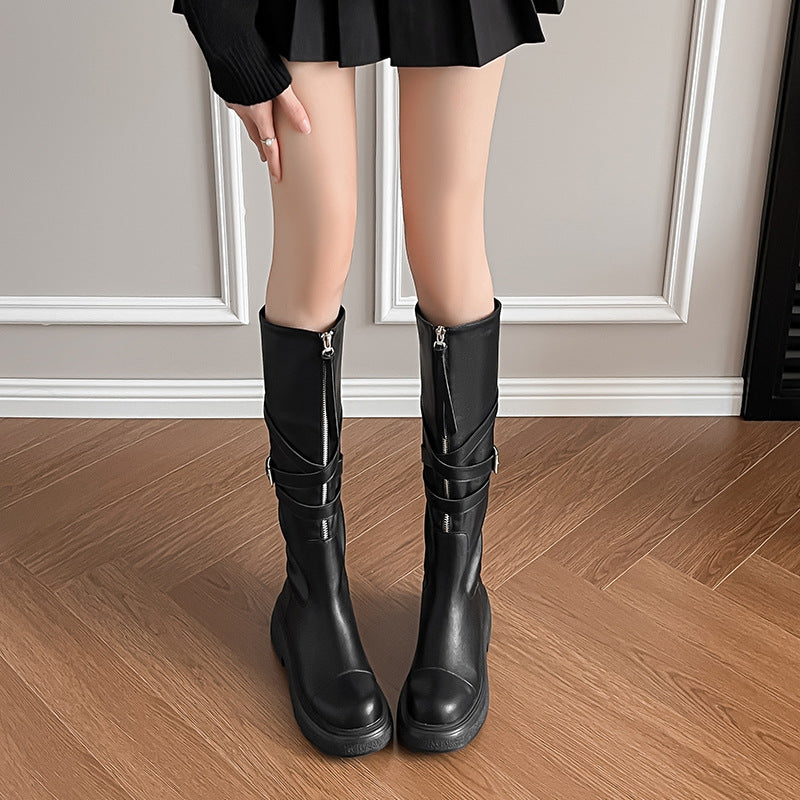 Women's Retro Style Long Two-way Martin Western Women's Leather Boots