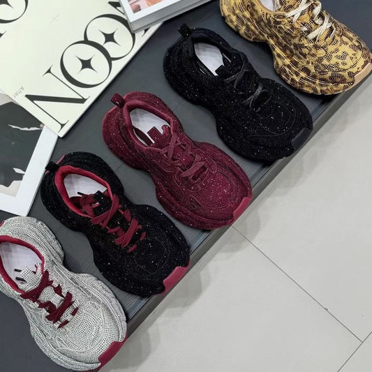 Women's European Goods Full Diamond Dad Platform Fried Casual Shoes