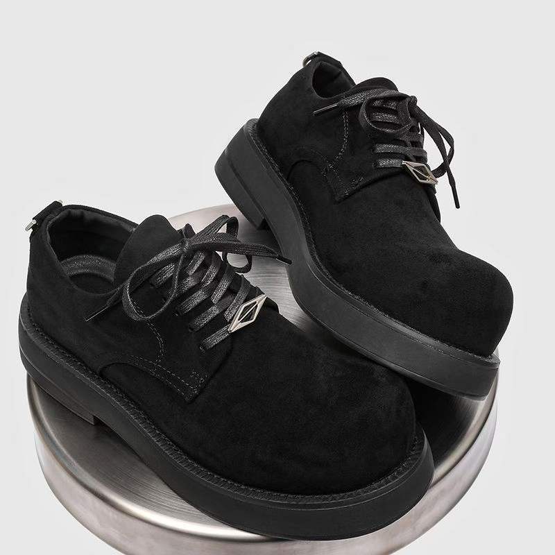 Low Top Big Head Thick Bottom Korean Men's Casual Leather Shoes