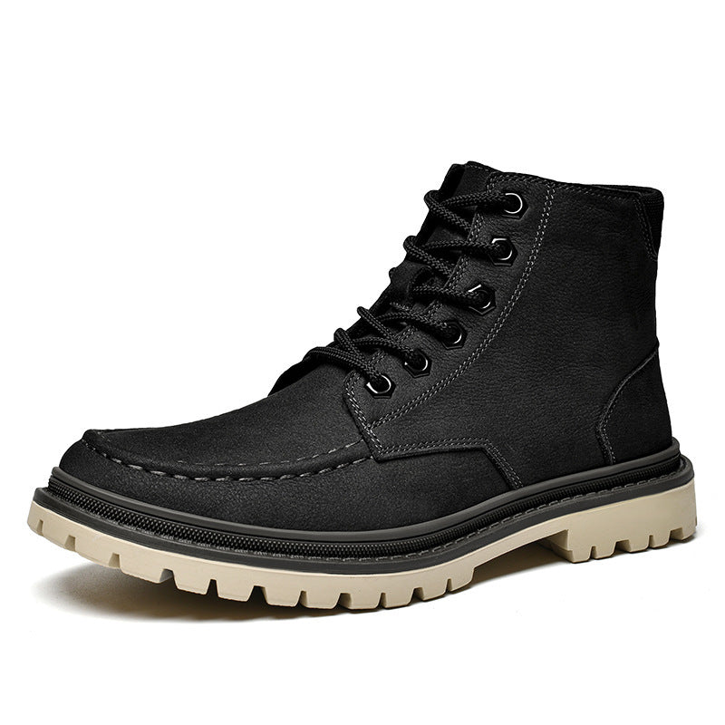 Men's Worker Frosted Cowhide American Retro Motorcycle Boots