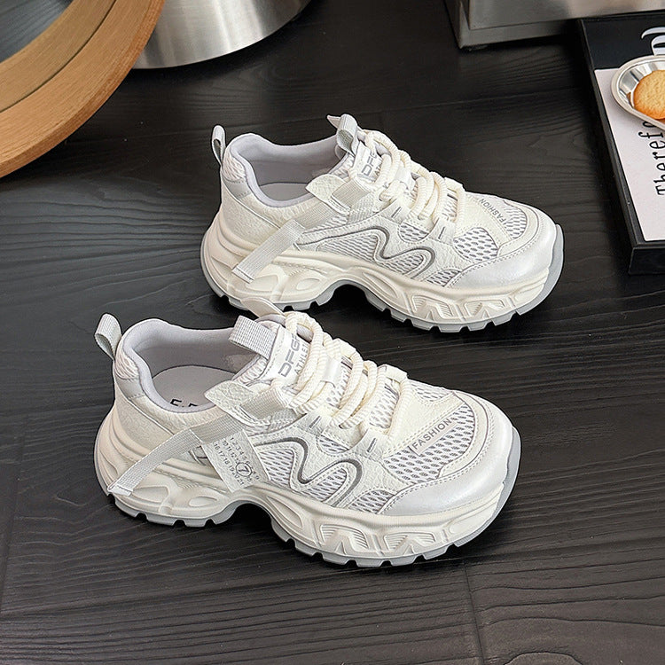 Women's Genuine Platform Dad Small Lightweight Mesh Surface Women's Casual Shoes