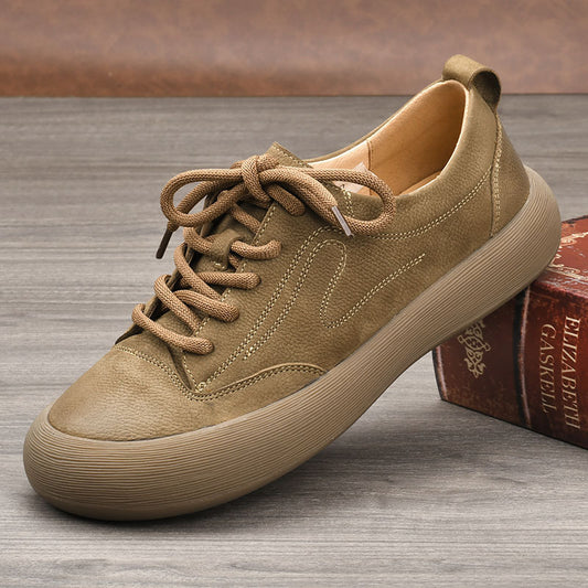 Men's Summer Breathable Retro Matte Top Layer Cowhide Casual Shoes