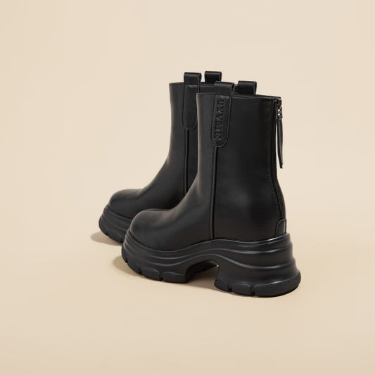 Women's Martin Thick-soled Short Fleece Lined Fashion Zipper Women's Leather Boots