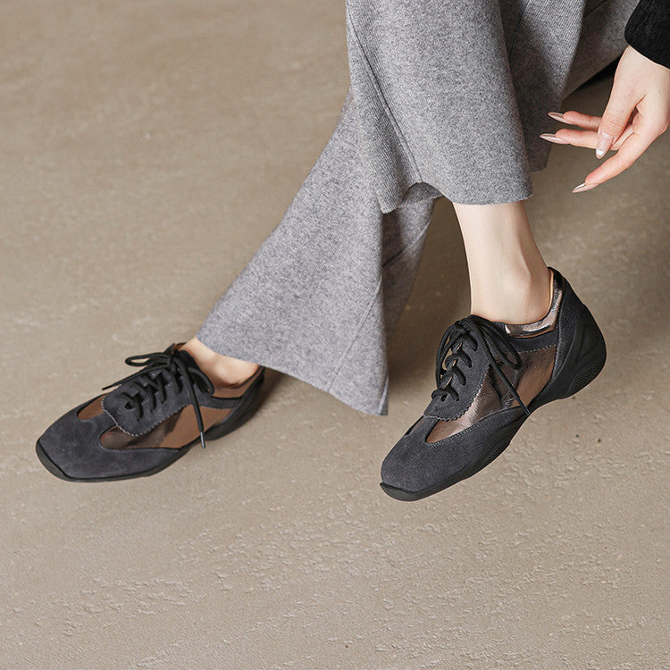Women's Genuine Pumps Height Increasing Insole Small Retro Leather Shoes