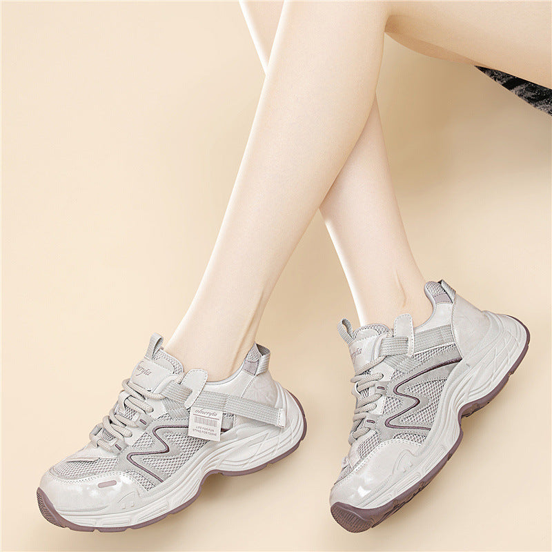 Women's Thick Bottom Height Increasing Spring Mesh Breathable Daily Women's Sports Shoes