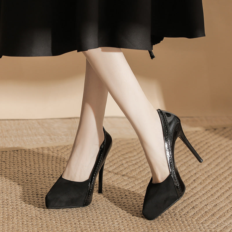 Suede Pointed Stiletto High Elegant Inner Waterproof Platform Women's Fashion Shoes