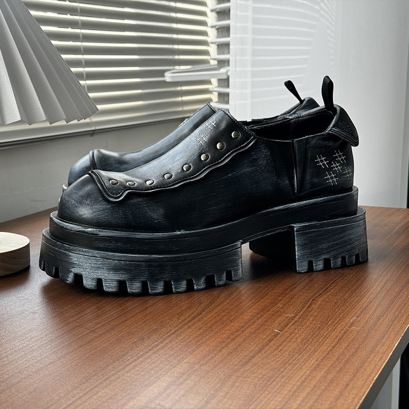 Men's Slip-on Korean Style Breathable Increased Summer Men's Casual Leather Shoes
