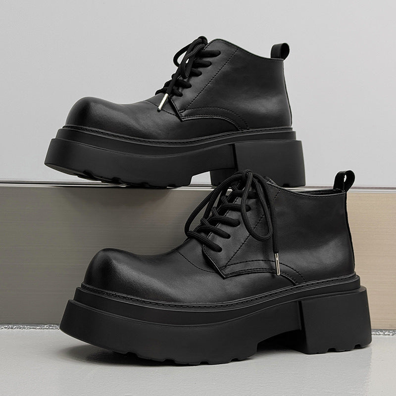 Men's British Style Big Head Knight Motorcycle Platform Boots