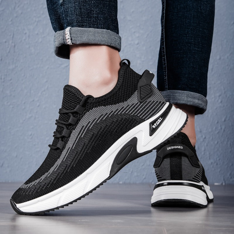 Men's Elevator Summer Breathable Fly Woven Mesh Invisibly Heightened Casual Shoes