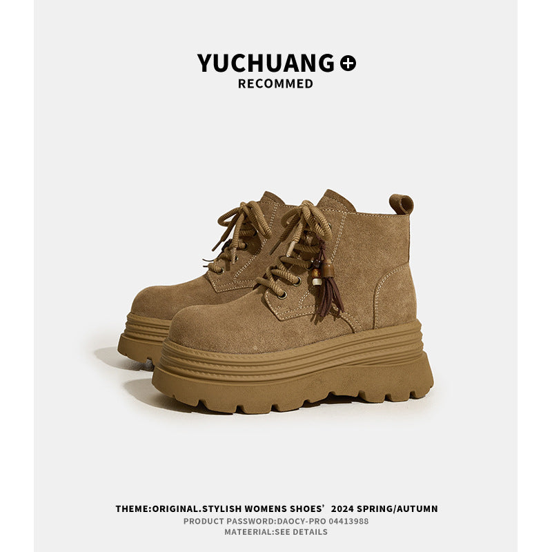 Women's Platform Martin Autumn Big Head Passing Retro Ankle Women's Leather Boots
