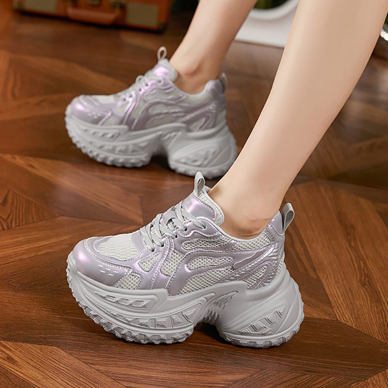 Women's Dad Platform Hollow Mesh Surface Small Height Increasing Women's Sports Shoes