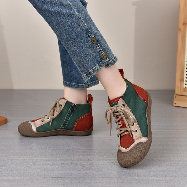 Women's Autumn First Layer Cowhide Board Soft Bottom Single Women's Casual Shoes
