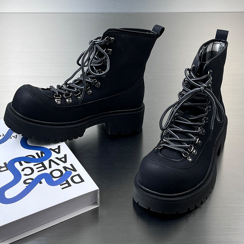 Men's Worker Outdoor Mountaineering Two-way Thick Sole Increased British Style Fashion Men's Martin Boots