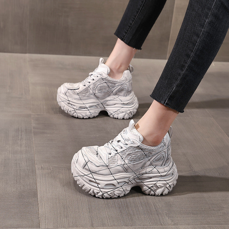 Women's Platform Height Increasing Insole Retro Daddy Sports Casual Shoes