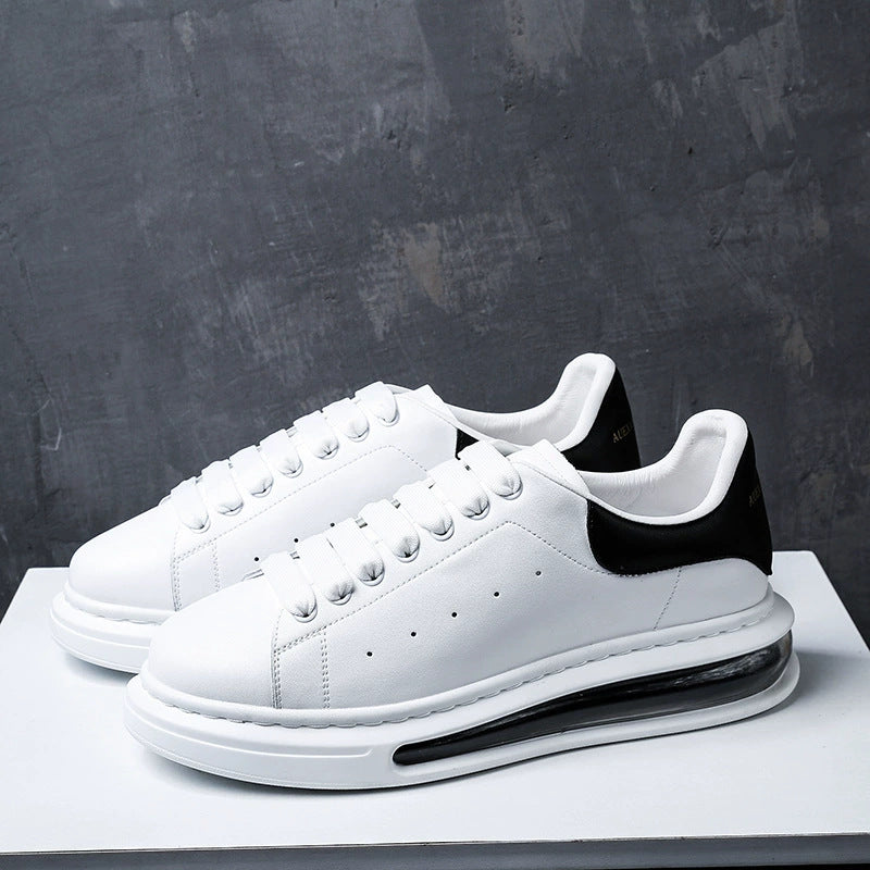 Men's & Women's Air Cushion White Korean Platform Height Increasing Men's Casual Leather Shoes