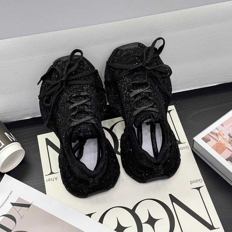 Rhinestone Starry Sky Dad Thick Bottom Elevator Wild Full Casual Shoes