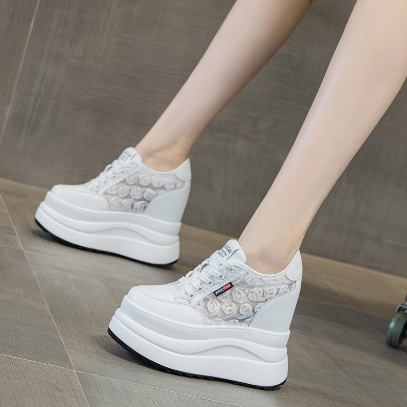 Women's Platform White Spring Height Increasing Insole Korean Style Women's Casual Shoes