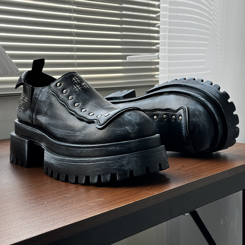 Men's Slip-on Korean Style Breathable Increased Summer Men's Casual Leather Shoes