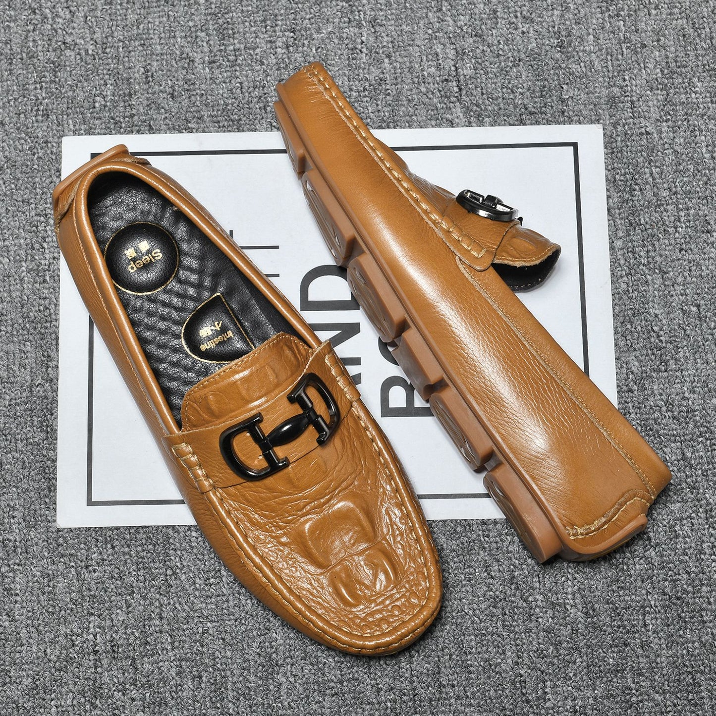 Men's Crocodile Pattern Lazy Driving British Genuine Men's Casual Shoes