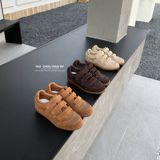 Women's Velcro German Training Lazy Triple Strap Hight Increasing Women's Sports Shoes