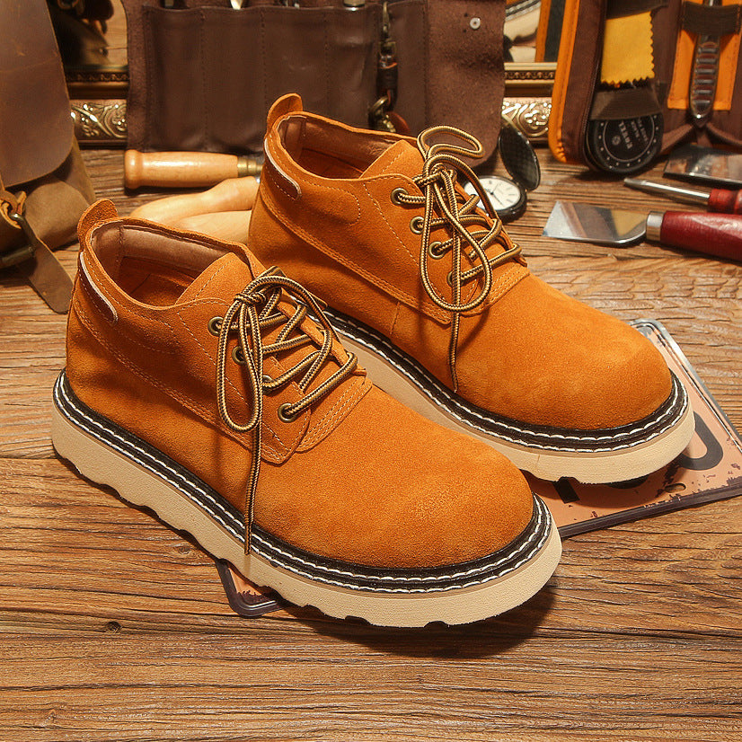 Men's Genuine Suede Retro Breathable Soft Bottom Men's Martin Boots