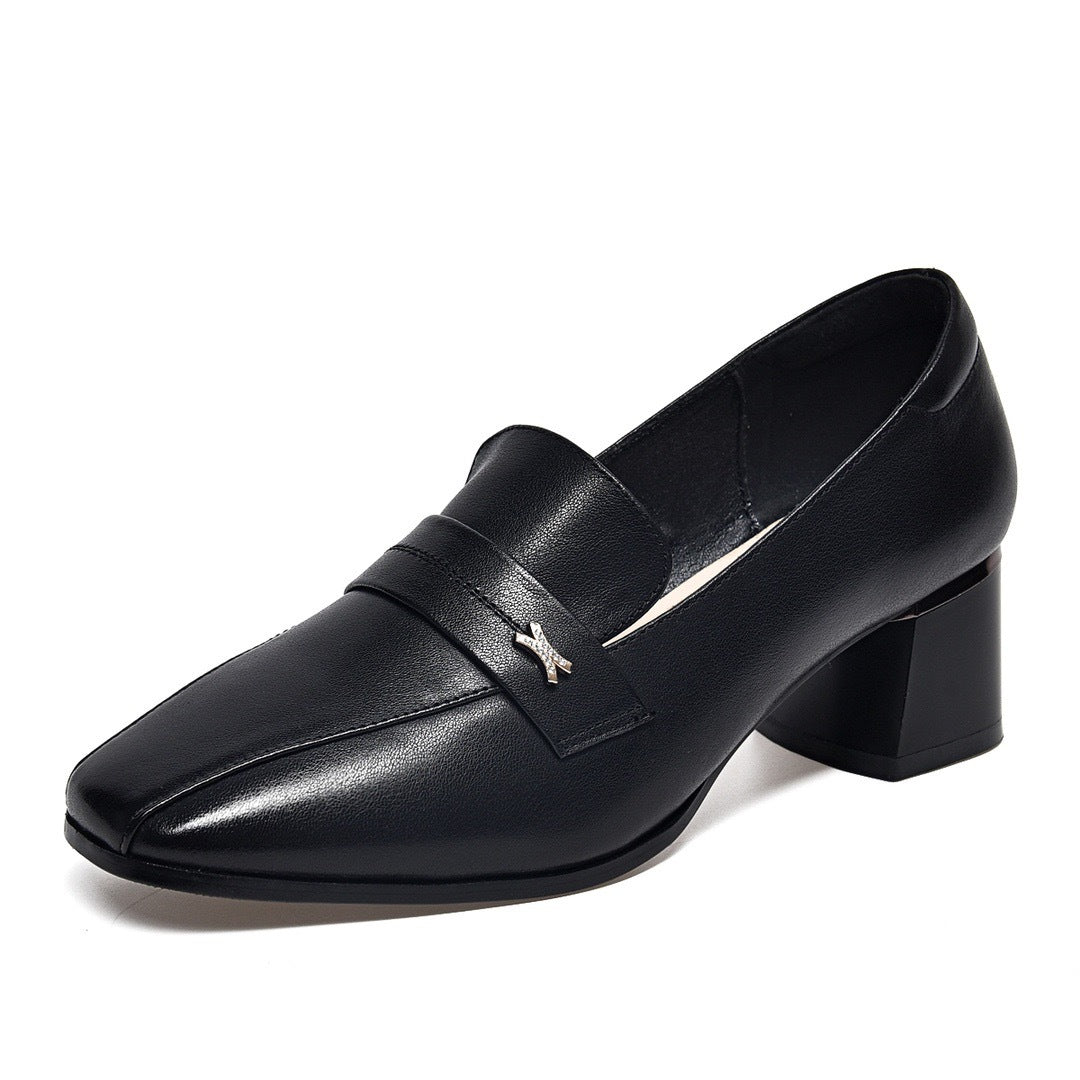 Women's Patent Pumps Chunky Mid Authentic British Style Women's Fashion Shoes