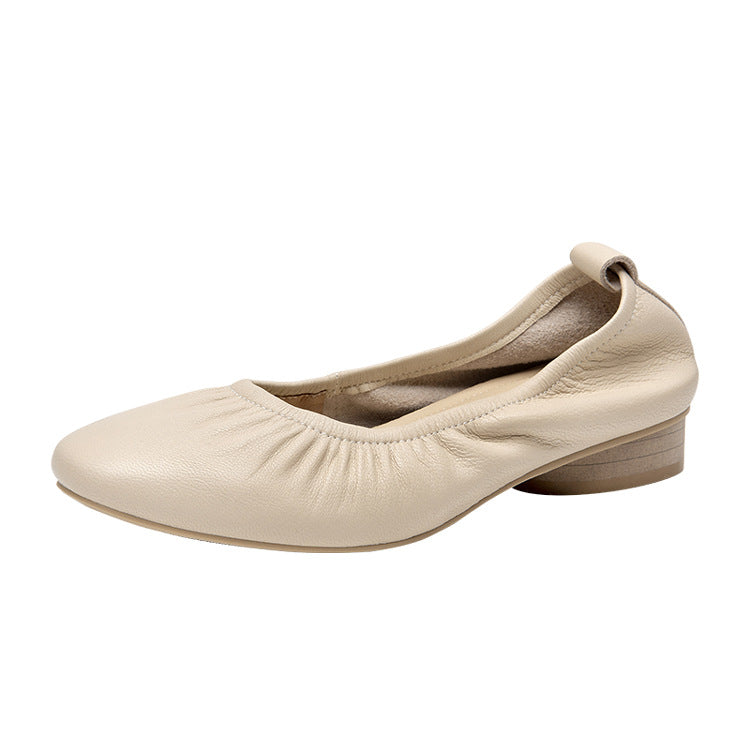 Women's Pumps Autumn Genuine Flat Slip-on Mary Leather Shoes
