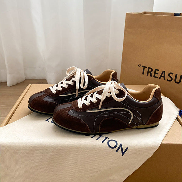 Retro Platform Height Increasing German Training Spring Old Money Style Women's Sports Shoes