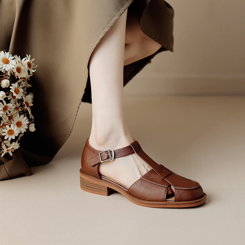 Women's Summer Chunky Low Fashion Closed Toe Flat Sandals