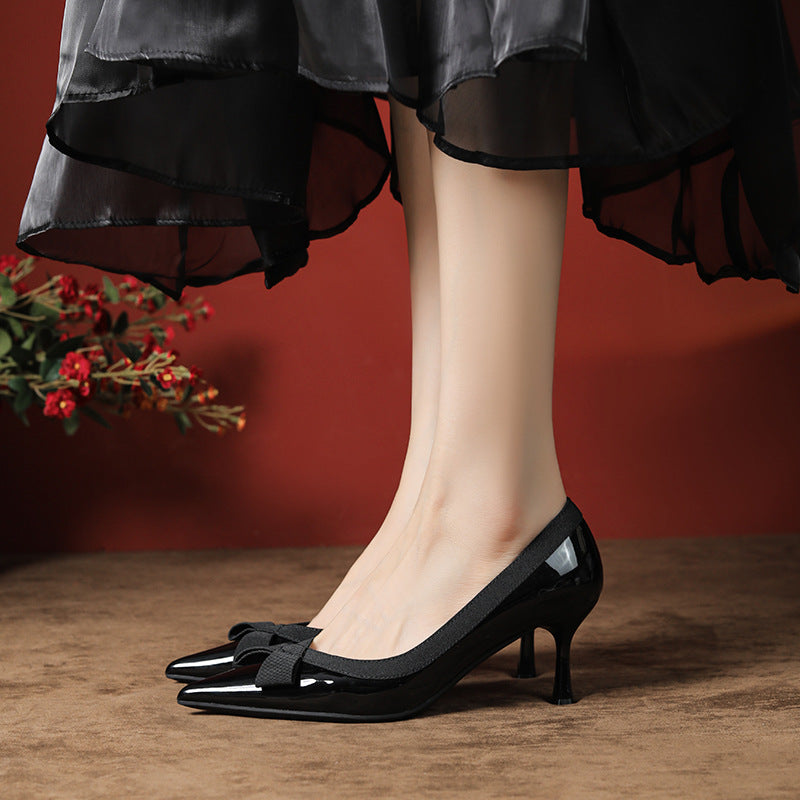 Women's High Stiletto Commuter Bow Temperament Not Heels