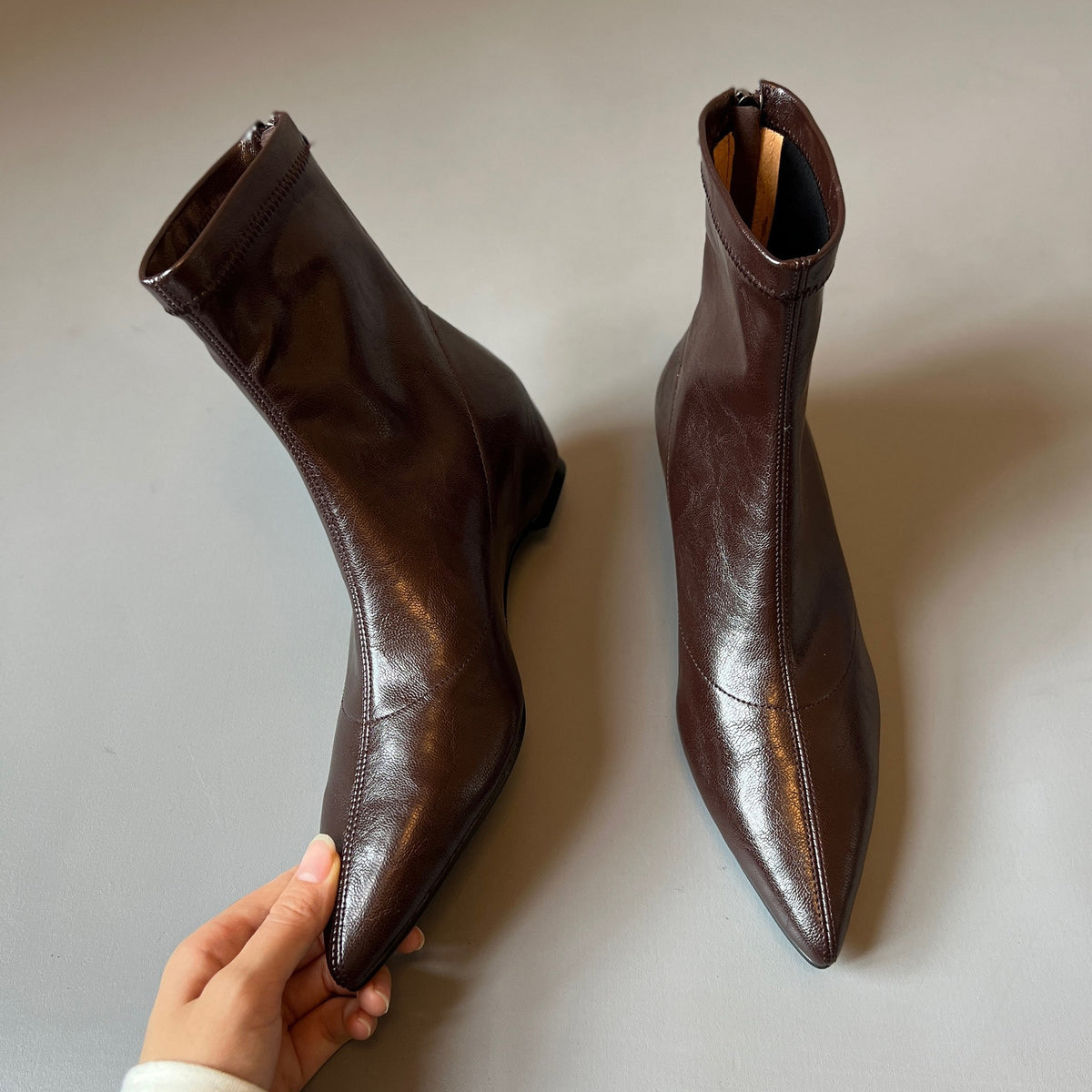 Height Increasing Insole Skinny Flat Bottom Pointed Toe Boots