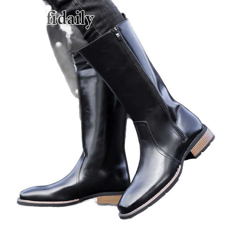 Men's Knight Chelsea Genuine Winter Fleece Riding Men's Martin Boots